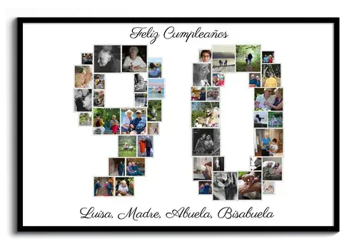 Crea un collage de fotos en forma de 90 para un regalo especial de cumpleaños