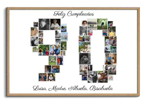 Crea un collage de fotos en forma de 90 para un regalo especial de cumpleaños