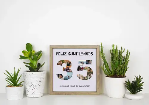 Collage de Fotos "35" Cumpleaños Personalizable