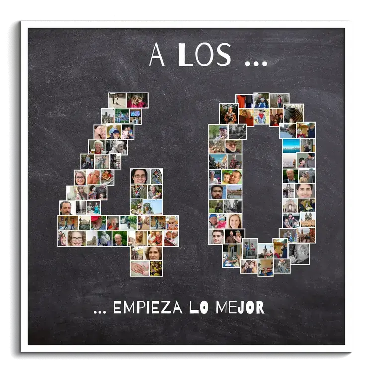 Numero 40 como collage de fotos como regalo de cumpleanos