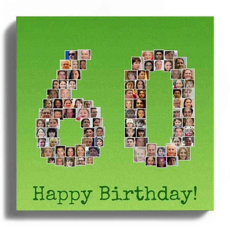 Collage de fotos redonda como numero 60 para cumpleanos