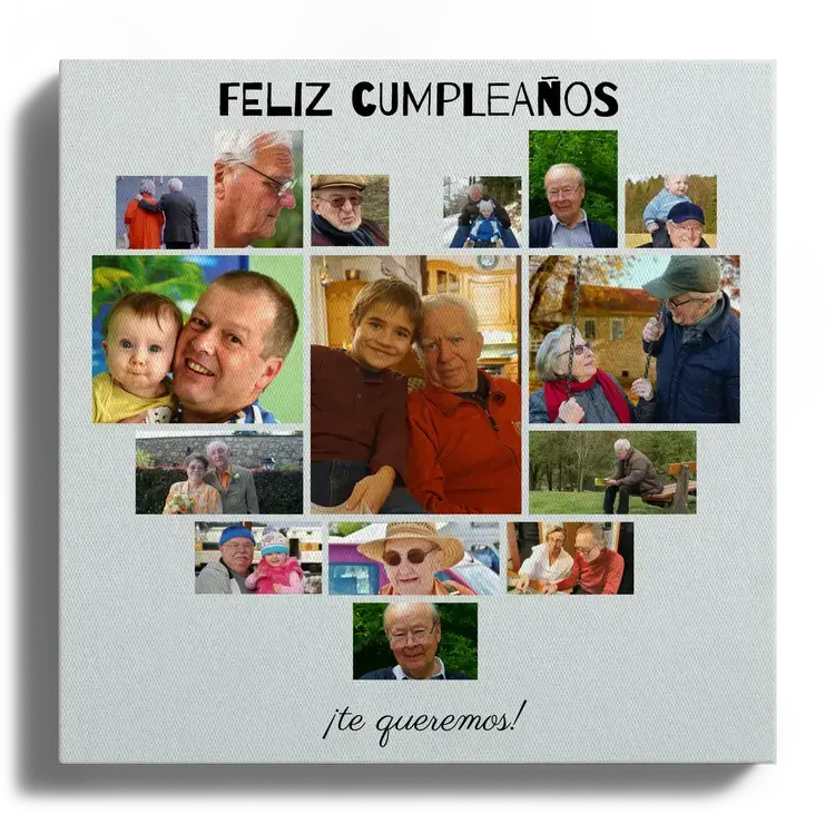 Collage de corazon con fotos como regalo de cumpleanos