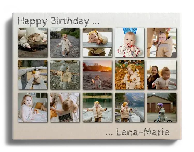 Collage de fotos en cuadricula con fotos de ninos para cumpleanos