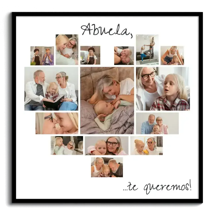 Fotocollage en Forma de Corazon Abuela te amamos como Atencion especial para Abuelos