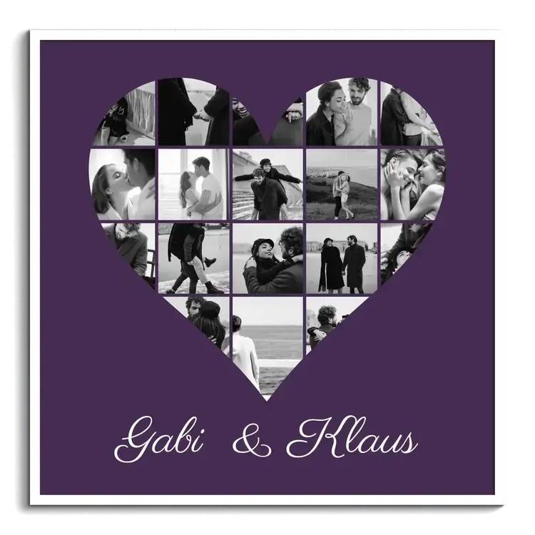 Collage de fotos de corazon amor y pareja