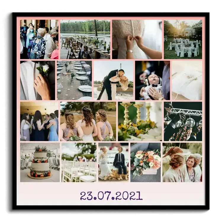 Fotos de la boda como Fotocollage con fecha etiquetada