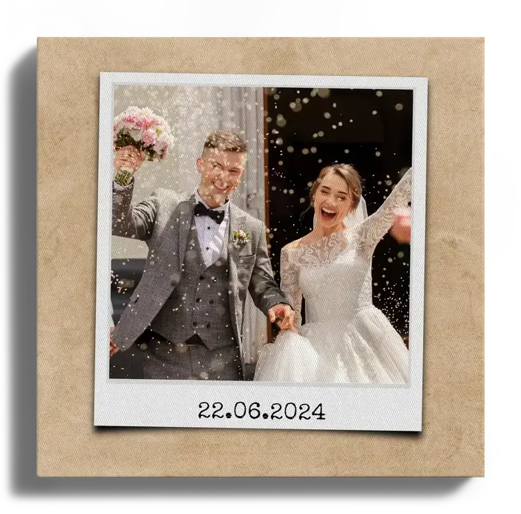 Foto de boda Polaroid con fecha personalizable