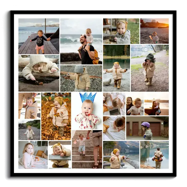 Collage de fotos de ninos o bebes del album familiar
