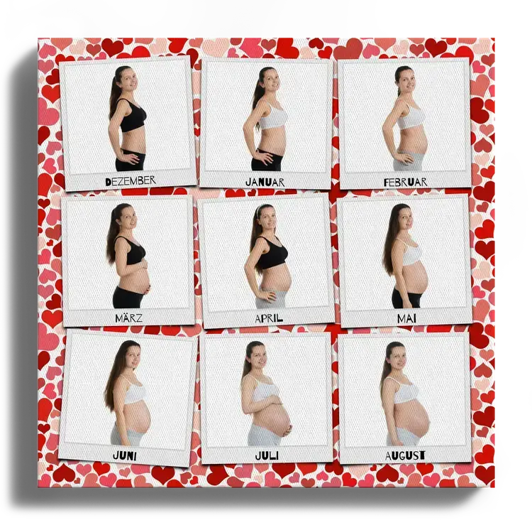 Barriga de embarazo como collage una foto cada mes