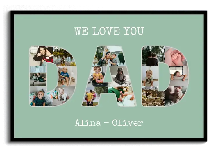 Regalo personalizado con foto Dia del Padre con letras DAD WE LOVE YOU