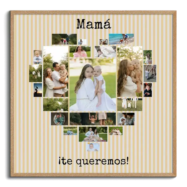 Regalo personalizado Mama fotos en forma de corazon con mensaje MAMA TE QUEREMOS