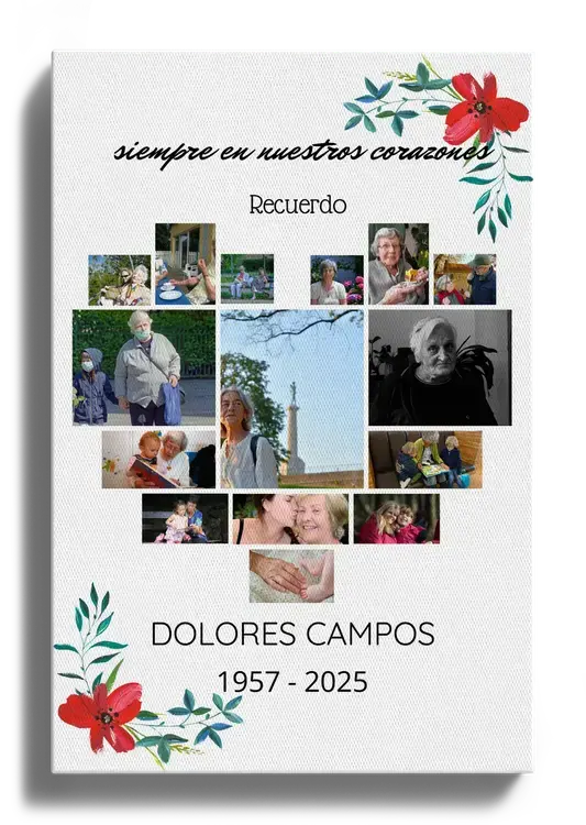 Fotocollage en memoria para Funeral en Forma de Corazon
