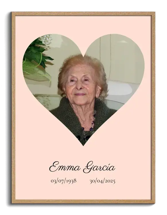 Retrato en forma de corazon para entierro