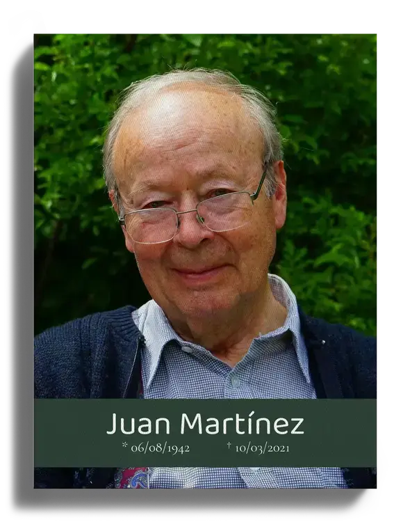 Imagen memorial con nombre y fechas