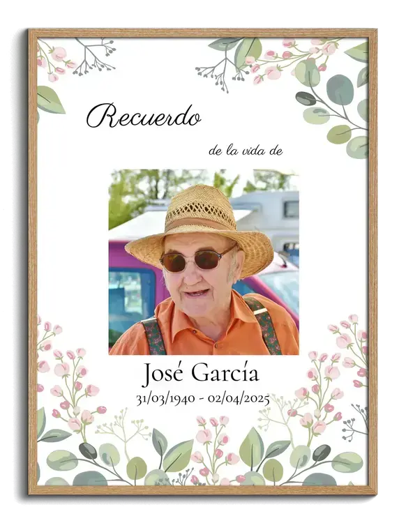 Recordar al fallecido retrato floral con una foto