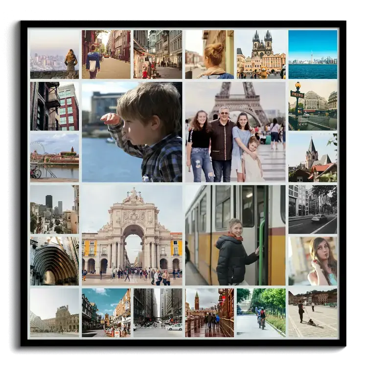 Fotos de las vacaciones como elegante Fotocollage para recuerdo