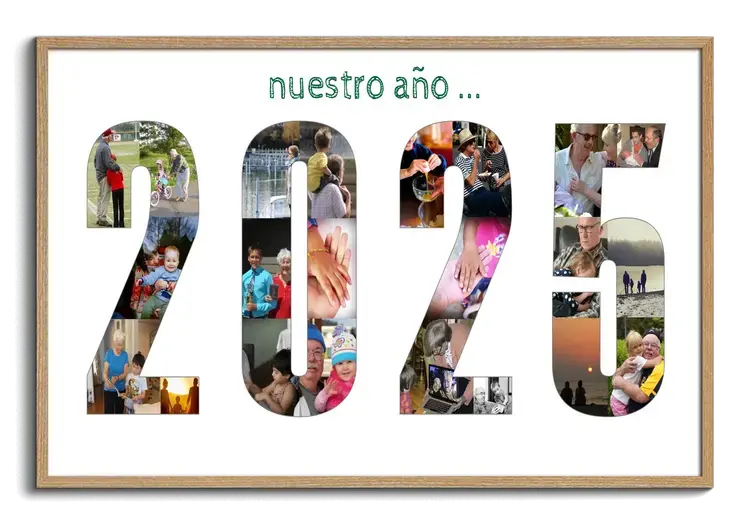 Numero del ano como collage de fotos con muchas imagenes y recuerdos