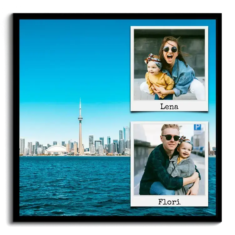 Recuerdo de vacaciones como collage de fotos moderno con polaroids