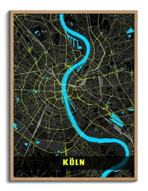 Mapa de Colonia en estilo Neon-Noche