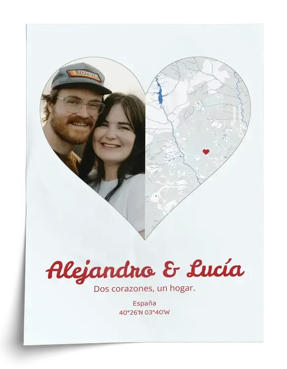 Corazón foto+mapa partido personalizado
