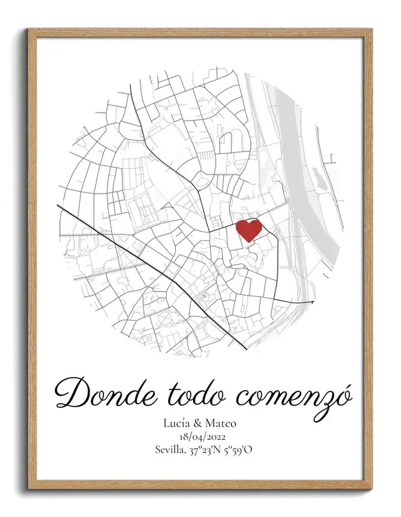 Mapa personalizado "Nuestro Comienzo" en formato circular