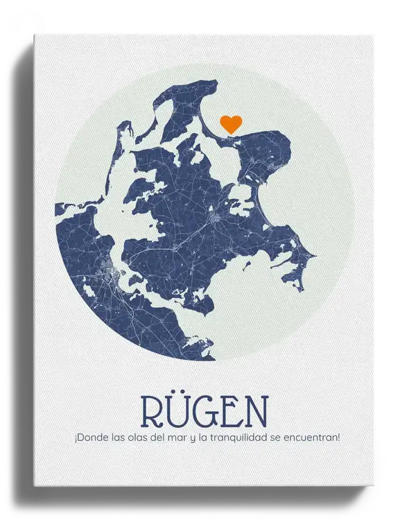 Mapa personalizable de Rügen en formato circular