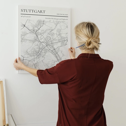 Mapa personalizado de Stuttgart con una frase como póster en la pared