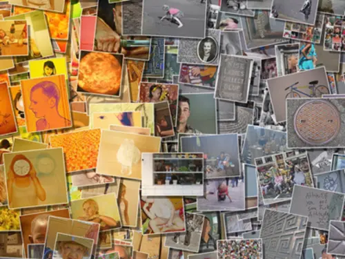 Caos Mosaico: piezas giradas libremente y superpuestas